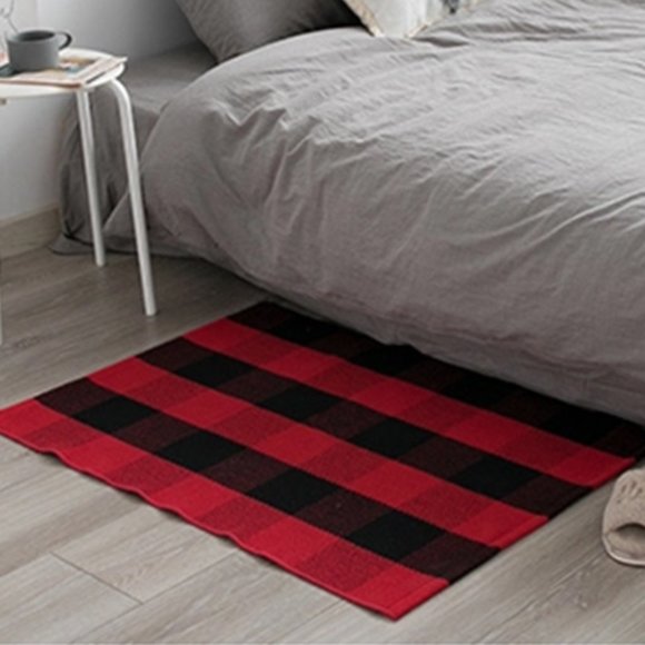 Black-Red y Buffalo Plaid Area Rug 24 x 35 Inch Small Carpet - Picture 1 of 2